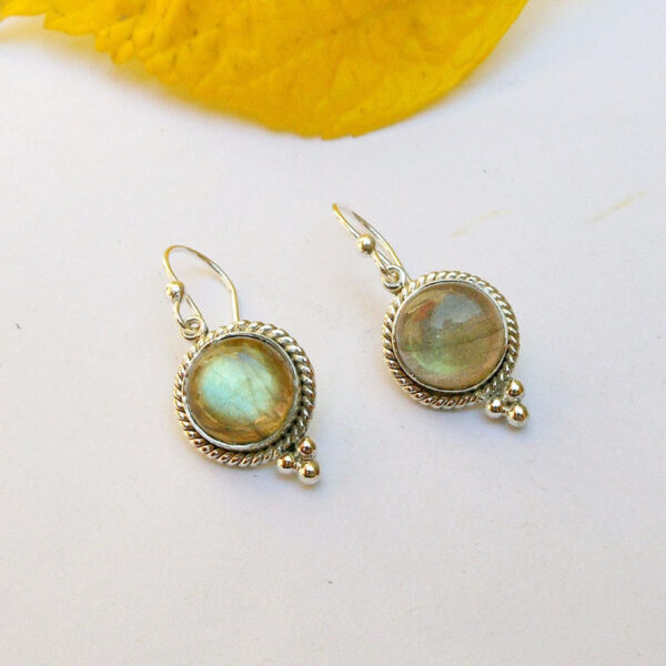 Natural Labradorite Sterling Silver Dangle Earring Ear Wires