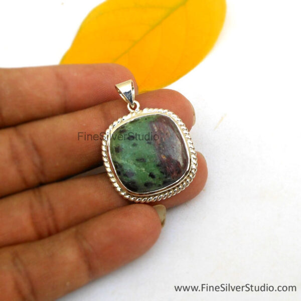 Ruby In Zoisite Polished Rectangle Pendant