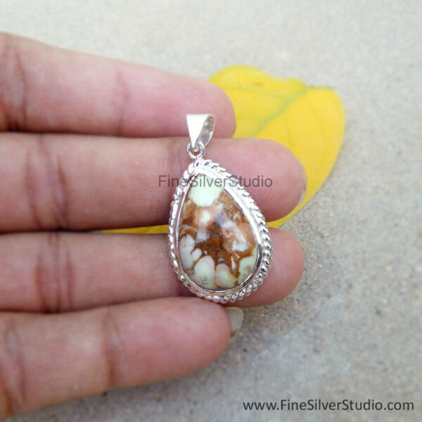 Pear Shape Jasper Gemstone Necklace Brown Stones